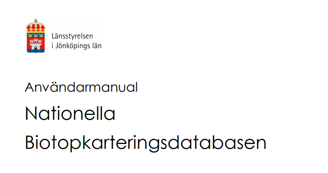 Skärmklipp på användarmanual för nationella Biotopkarteringsdatabasen.